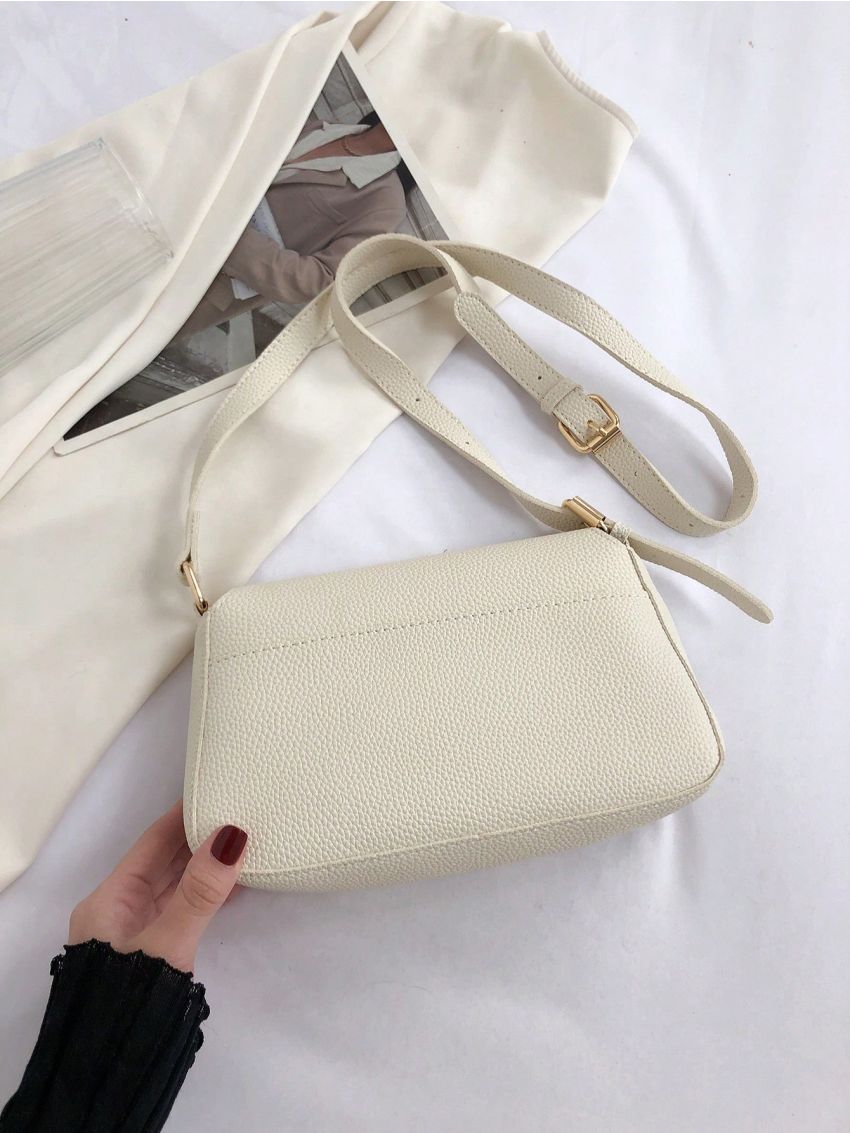 Small Square Bag Push Lock Solid Color