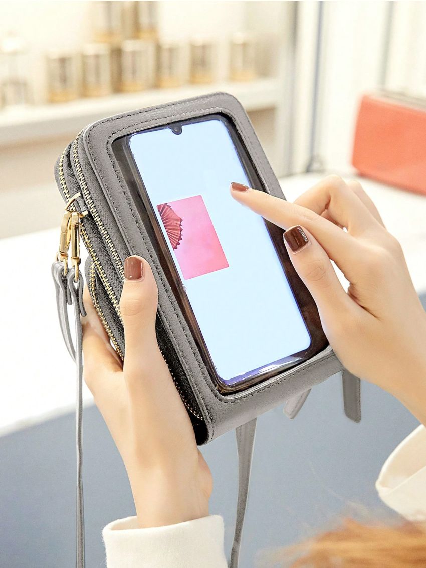 Crossbody Cell Phone Purse For Women Transparent Three-layer Crossbody Bag