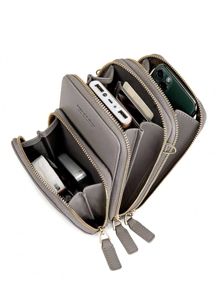 Crossbody Cell Phone Purse For Women Transparent Three-layer Crossbody Bag