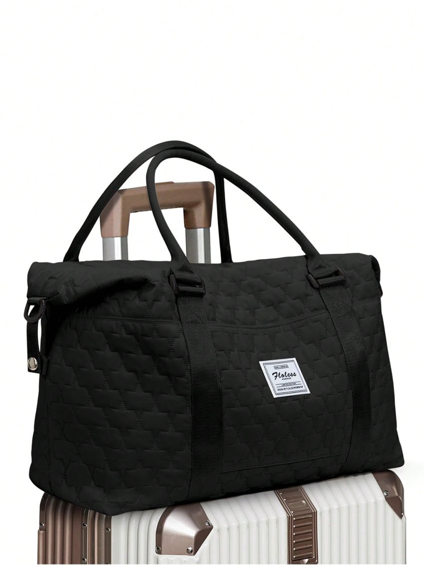 Letter Patch Fashion Travel Bag Quilted Large Capacity, Mothers Day Gift For Mom