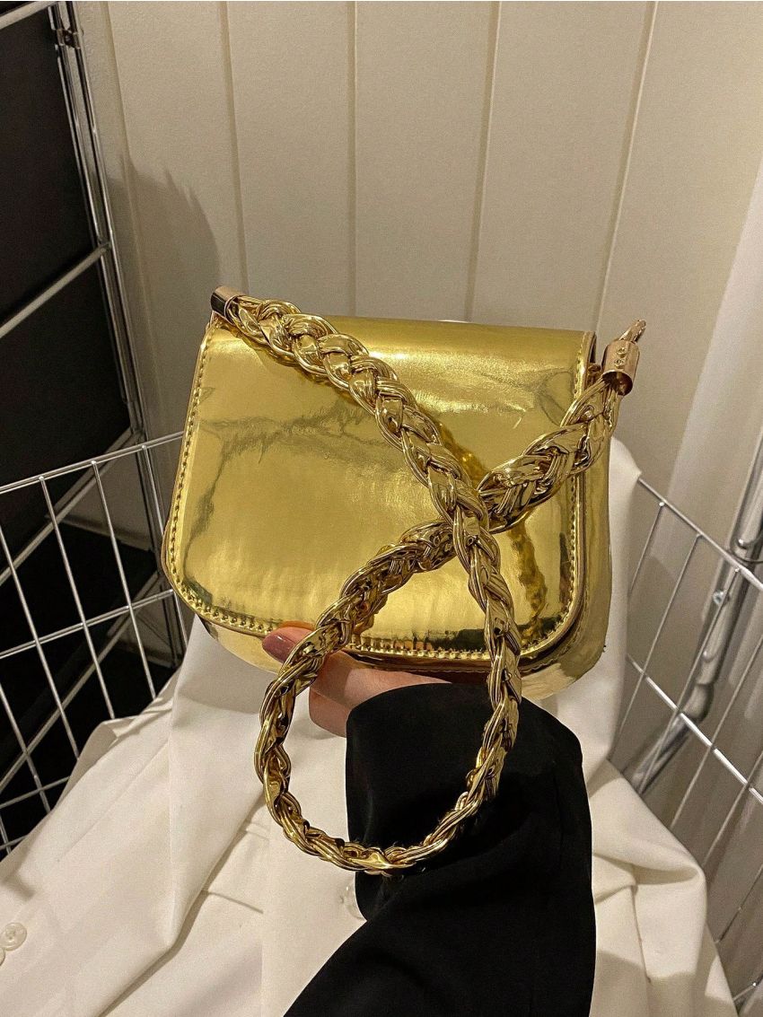 Mini Saddle Bag Gold Funky Chain Strap