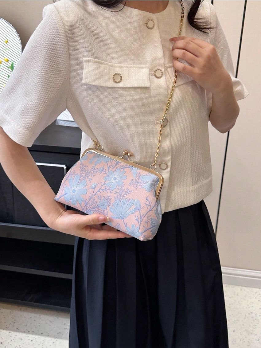 Small Novelty Bag Flower Pattern Chain Strap For Daily