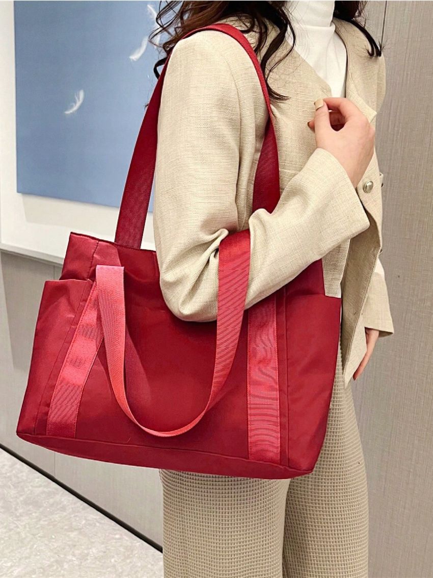 Large Shoulder Tote Bag Red Minimalist For Daily