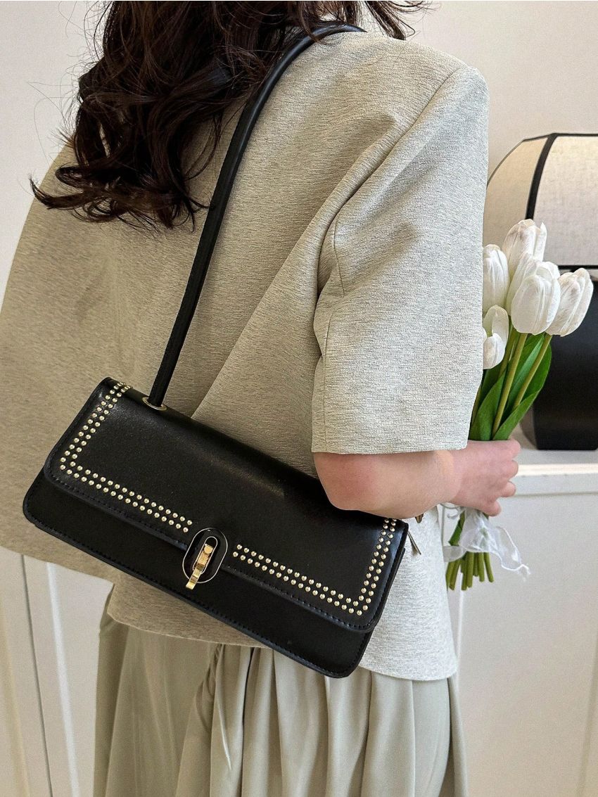 Medium Square Bag Black Flap For Daily