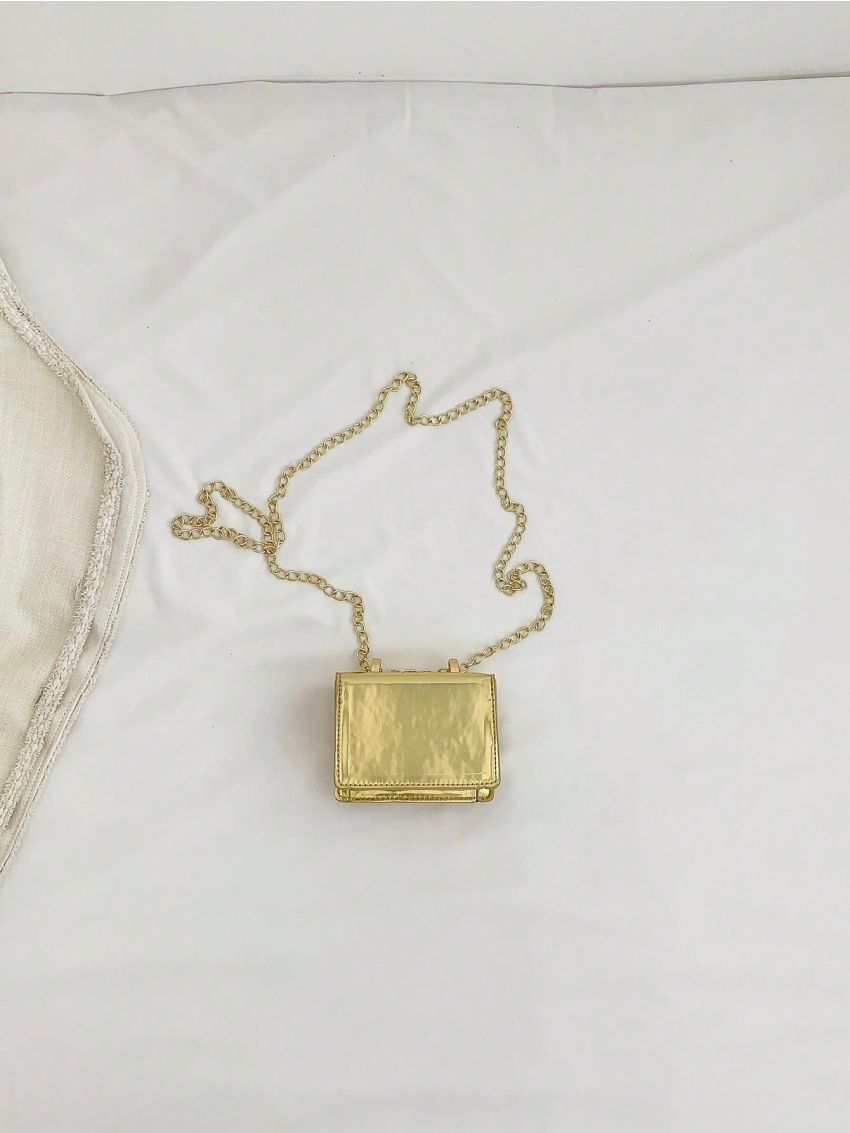 Mini Square Bag Gold Funky Chain Strap