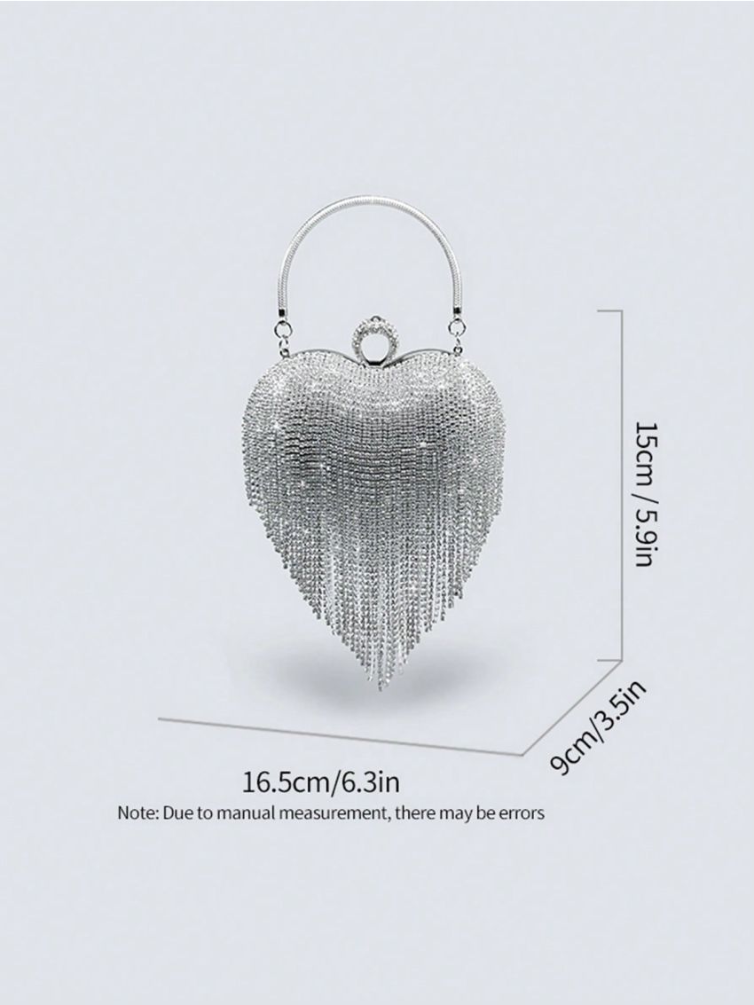 Mini Novelty Bag Rhinestone & Fringe Decor For Party, Perfect Bride Purse For Wedding, Prom & Party Events