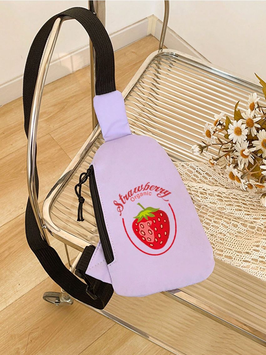 Women Fanny Bag Cute Cartoon Strawberry Bag New Fashion Waist Bag Girls Cute Fruit Purse And Handbag