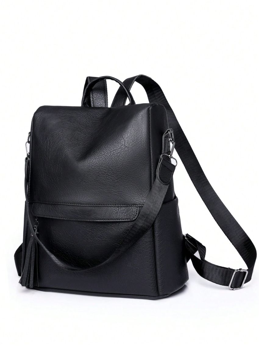 Tassel Decor Classic Backpack Brown