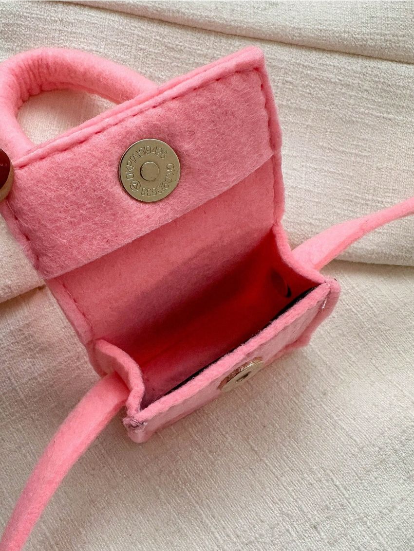 Mini Felt Flap Square Bag Fashion Pink