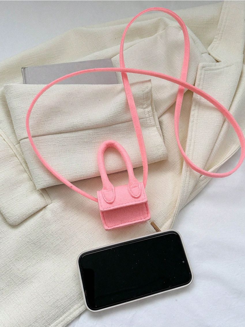 Mini Felt Flap Square Bag Fashion Pink
