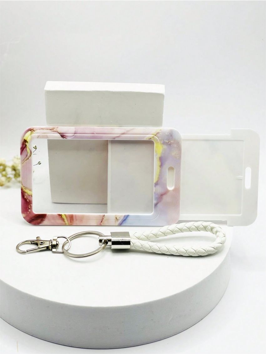 Colorblock Floral Pattern Id Card Holder