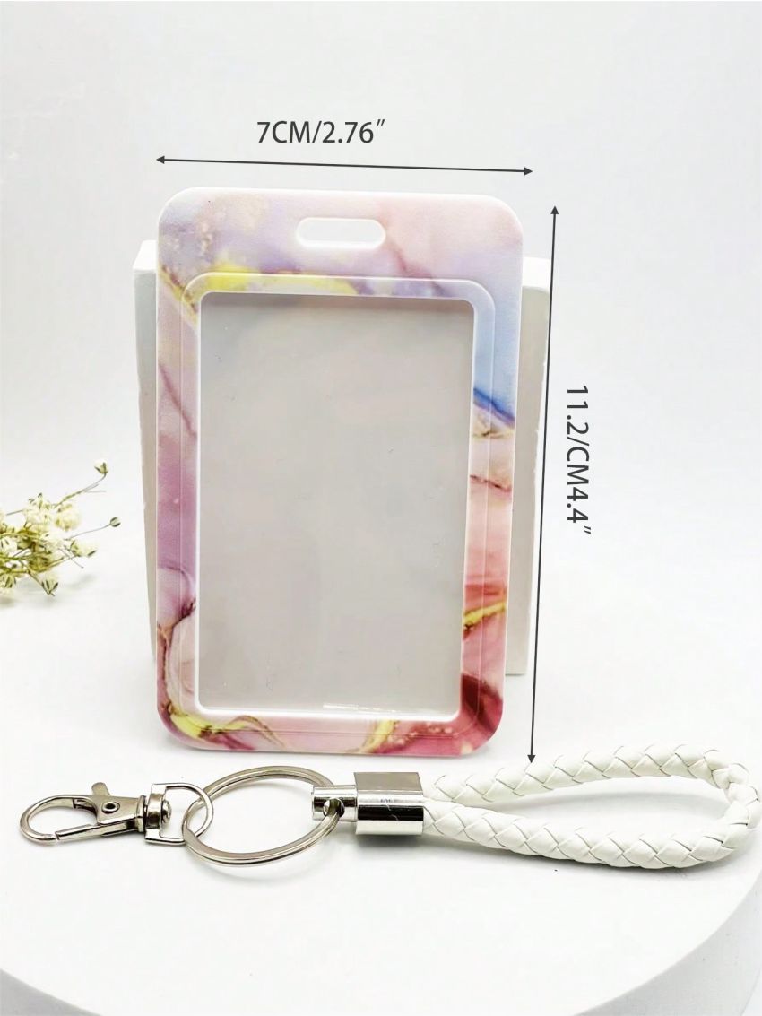 Colorblock Floral Pattern Id Card Holder