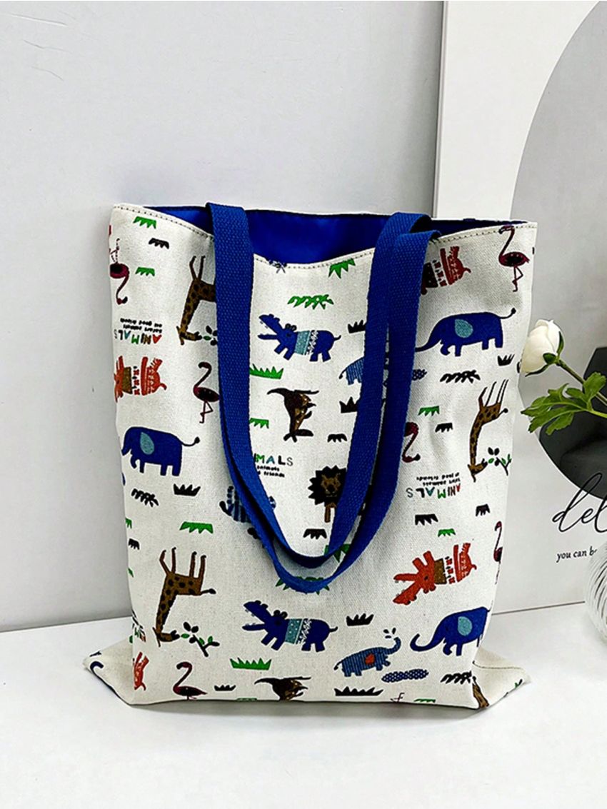 Cartoon Animal Print Shopper Bag Cute Canvas