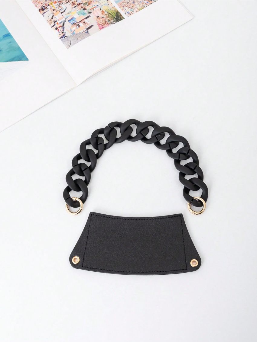 Black Chain Decor Bottle Holder PU Portable Stitch Detail