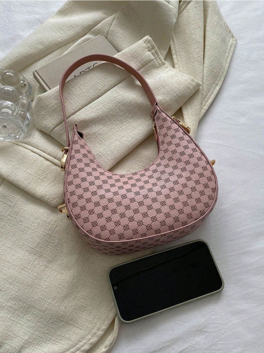 Mini Hobo Bag Geometric Pattern PU