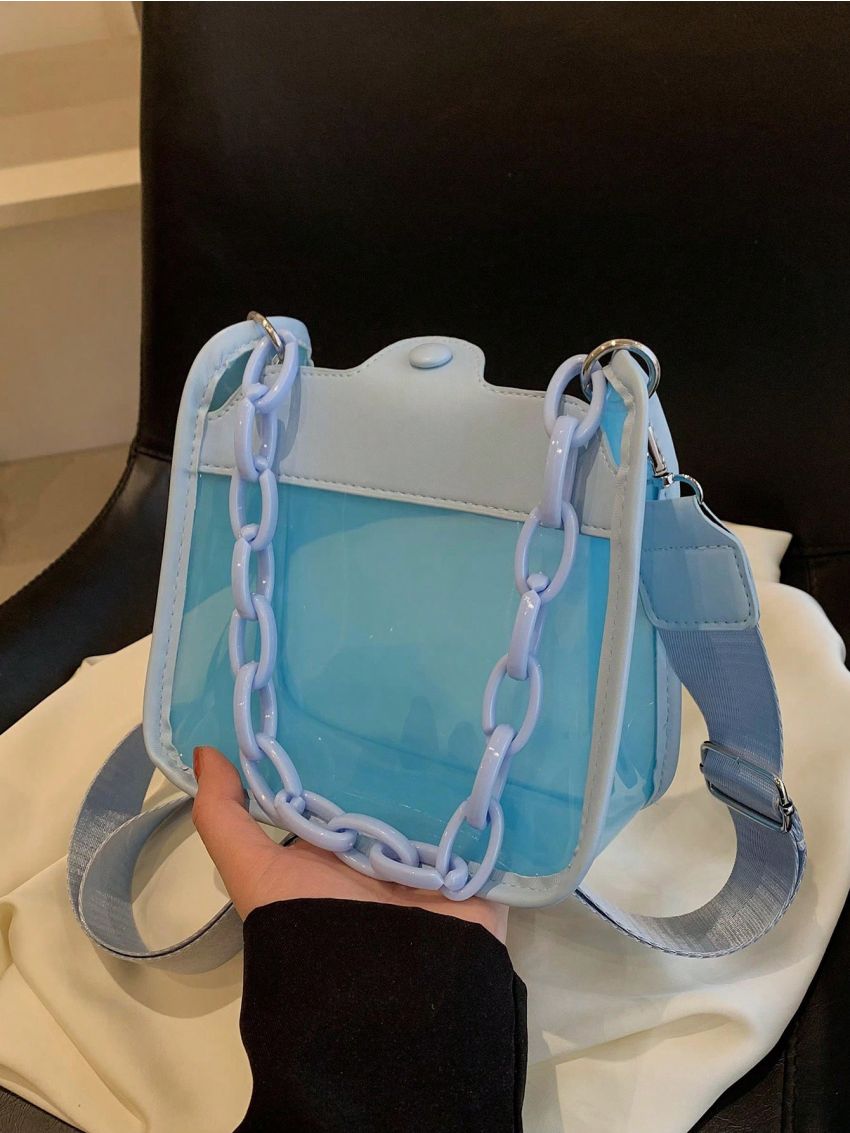 Mini Square Bag Clear Design Chain Decor Fashion Style