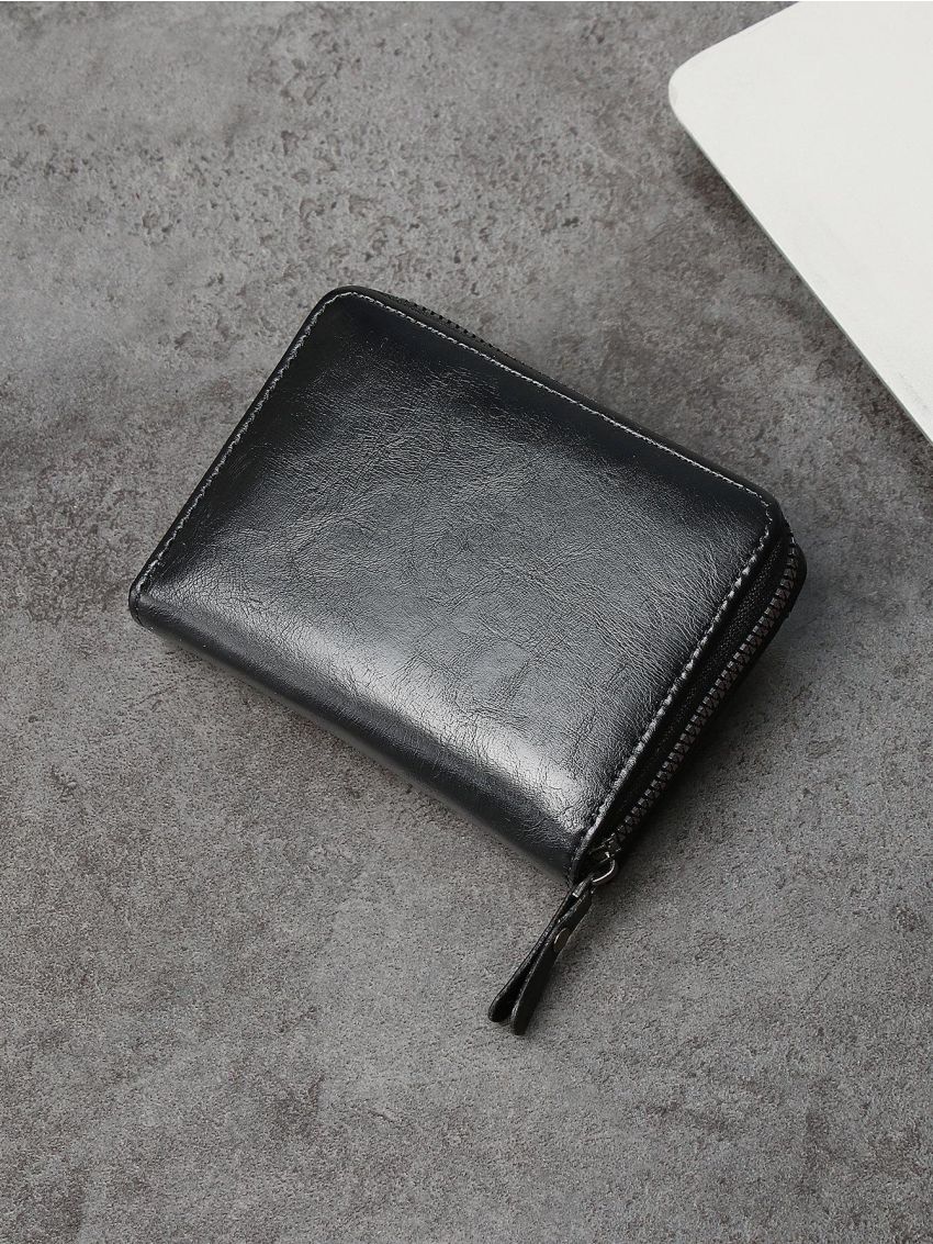 Fashion Retro Minimalism Men PU Letter Graphic Zip Around Wallet