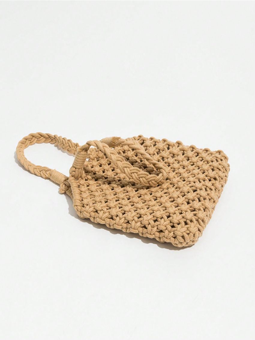 Mini Crochet Bag Braided Design Drawstring Detail