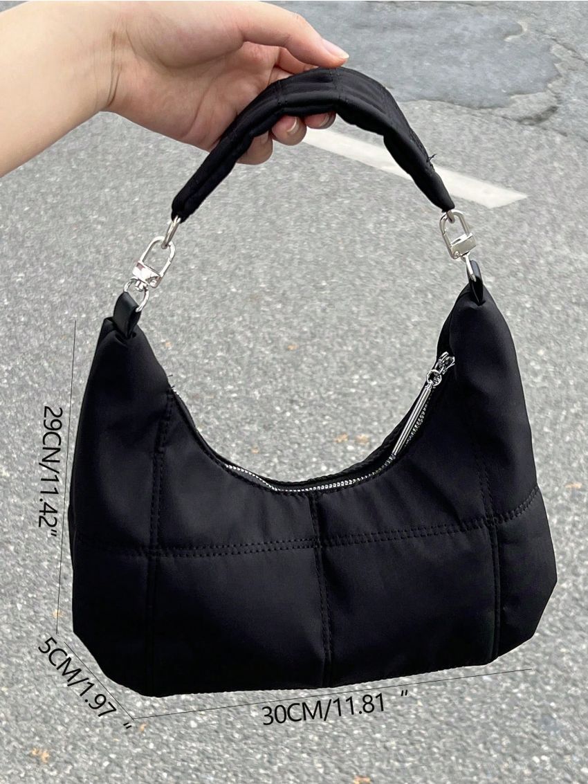 Letter Graphic Hobo Bag Medium Black