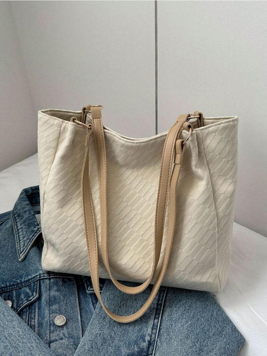 Minimalist Square Bag Double Handle Beige