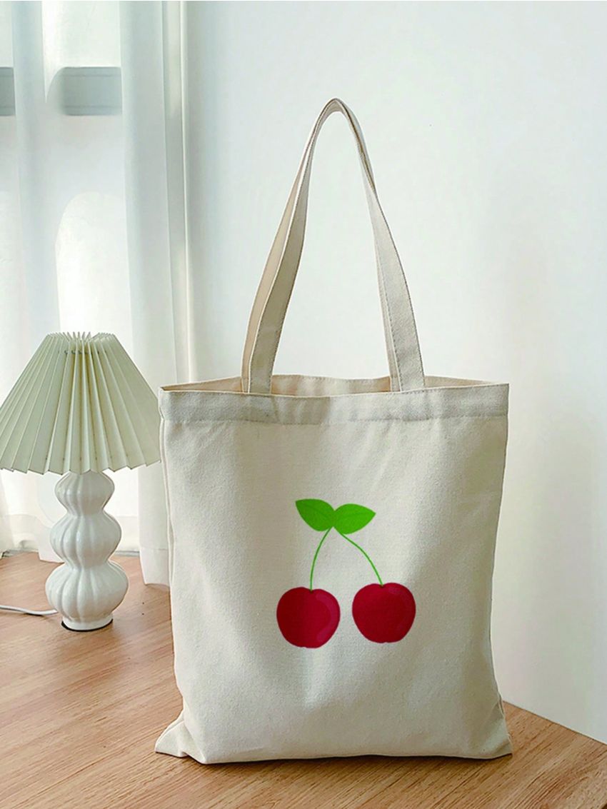 Cherry Graphic Shopper Bag Small Double Handle Preppy