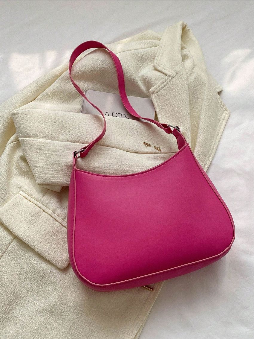 Crocodile Embossed Hobo Bag Medium Zipper Neon Pink Funky