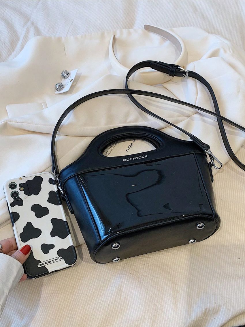 Letter Graphic Satchel Bag Medium Double Handle