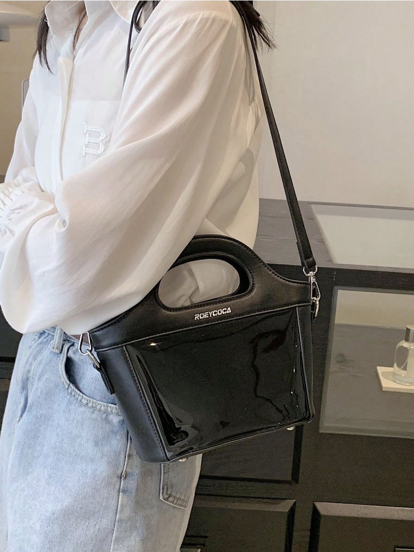 Letter Graphic Satchel Bag Medium Double Handle