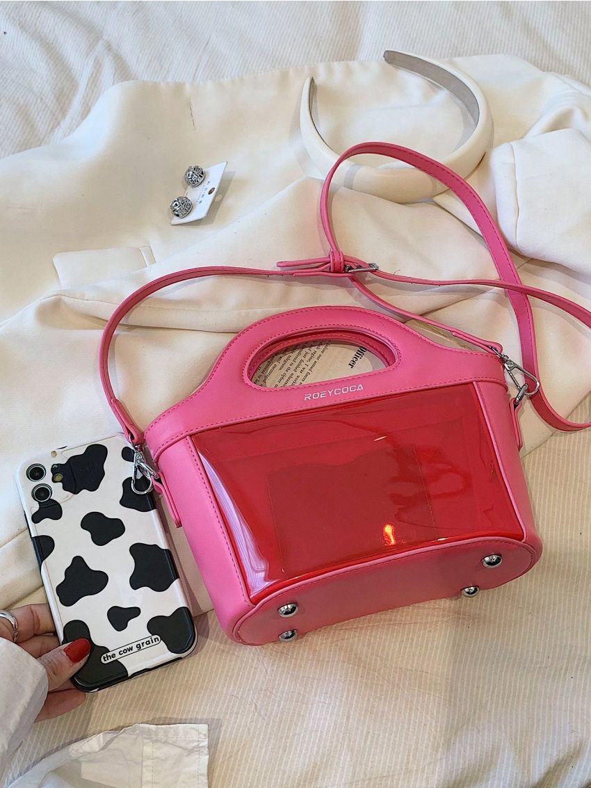 Letter Graphic Satchel Bag Medium Double Handle