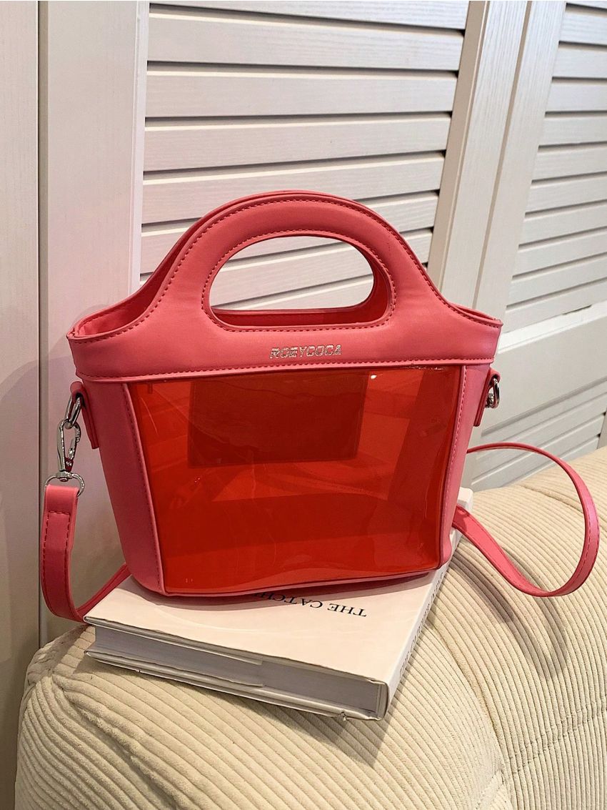 Letter Graphic Satchel Bag Medium Double Handle