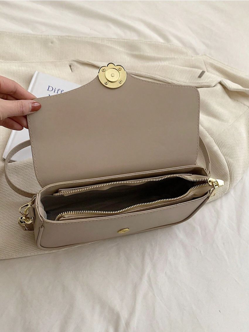 Minimalist Square Bag Flap Twist Lock Medium