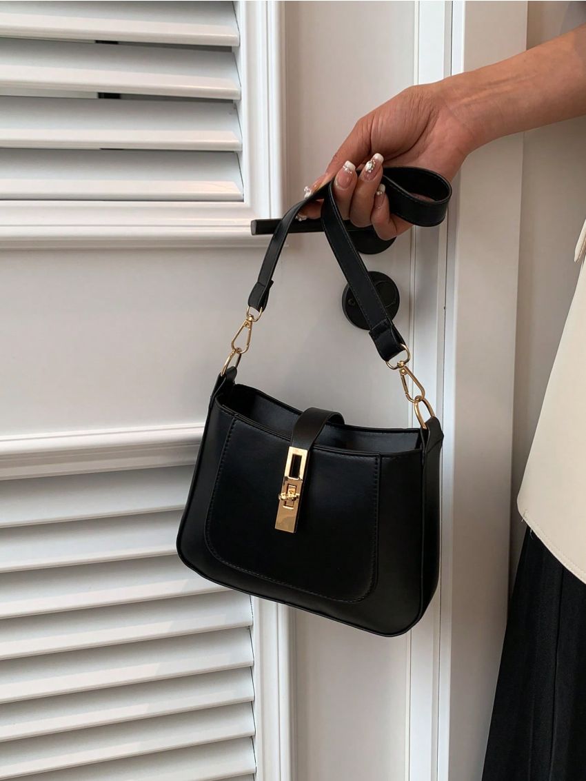 Mini Hobo Bag Black Minimalist For Daily, Clear Bag