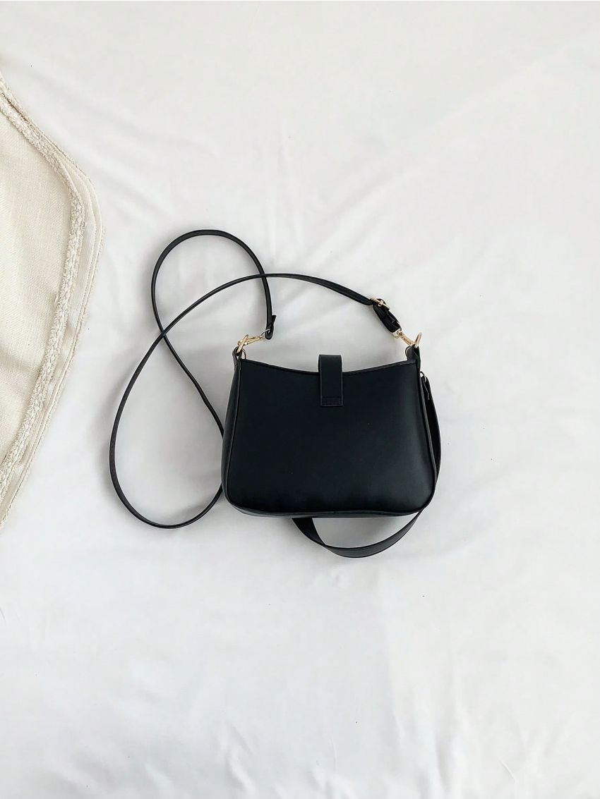 Mini Hobo Bag Black Minimalist For Daily, Clear Bag