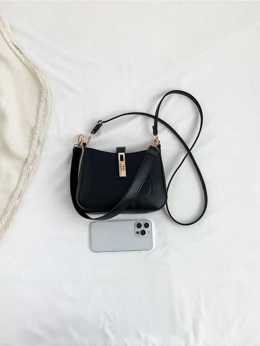 Mini Hobo Bag Black Minimalist For Daily, Clear Bag