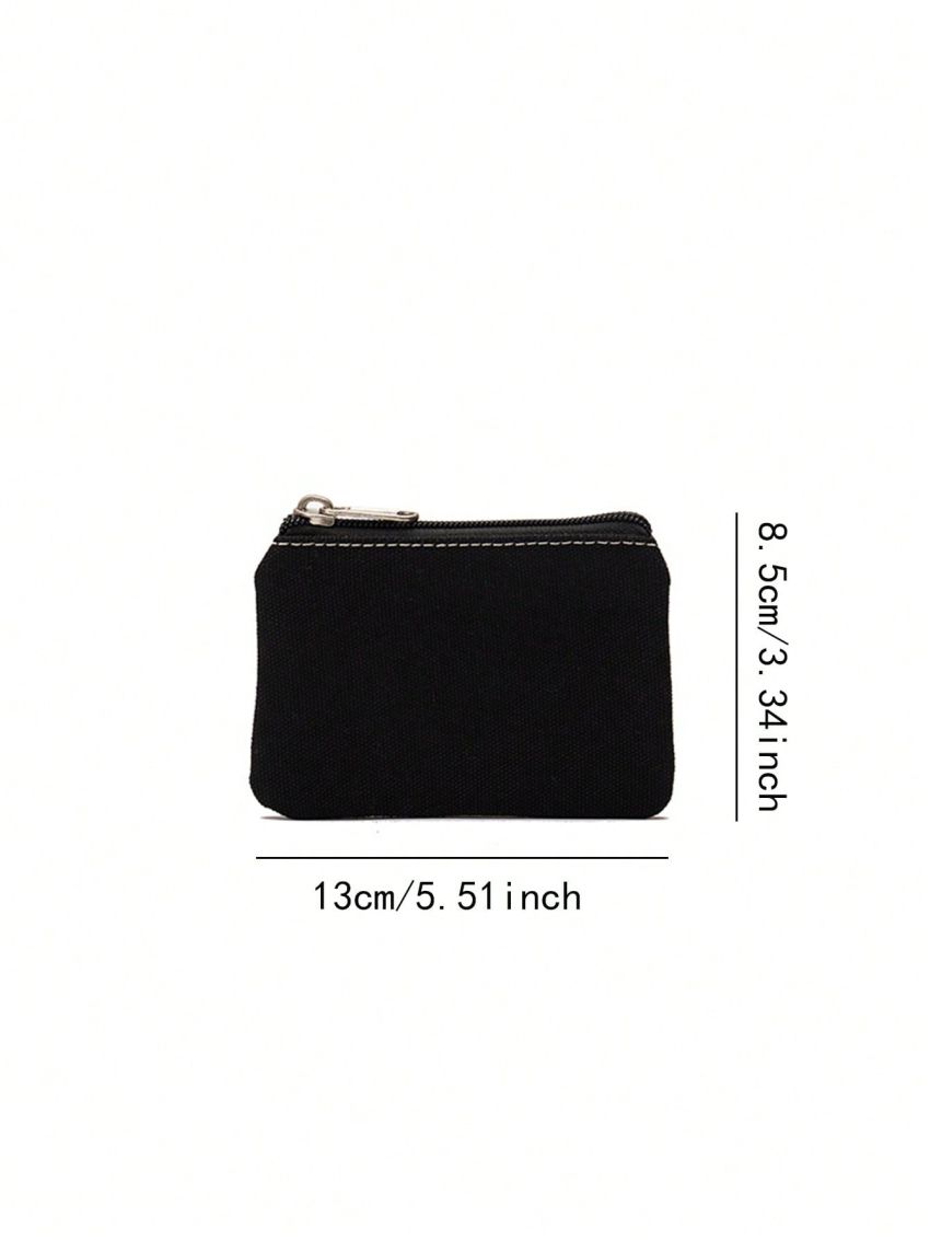 Canvas Coin Purse Solid Color Zipper Coin Key Bag Money Pocket Women Men Card Coin Purse
