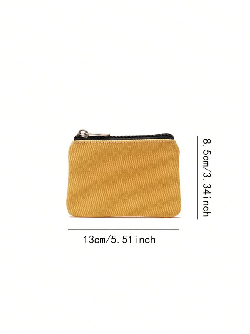 Canvas Coin Purse Solid Color Zipper Coin Key Bag Money Pocket Women Men Card Coin Purse