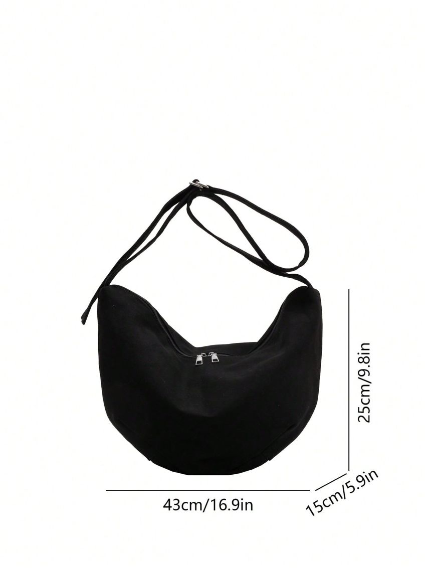 Minimalist Hobo Bag Oversized Zipper Adjustable Strap