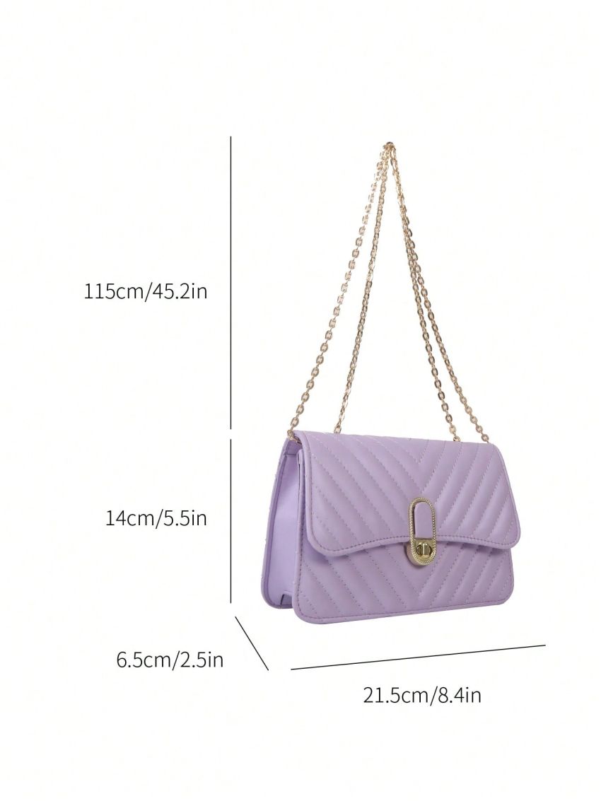 Chevron Square Bag Small Twist Lock Purple