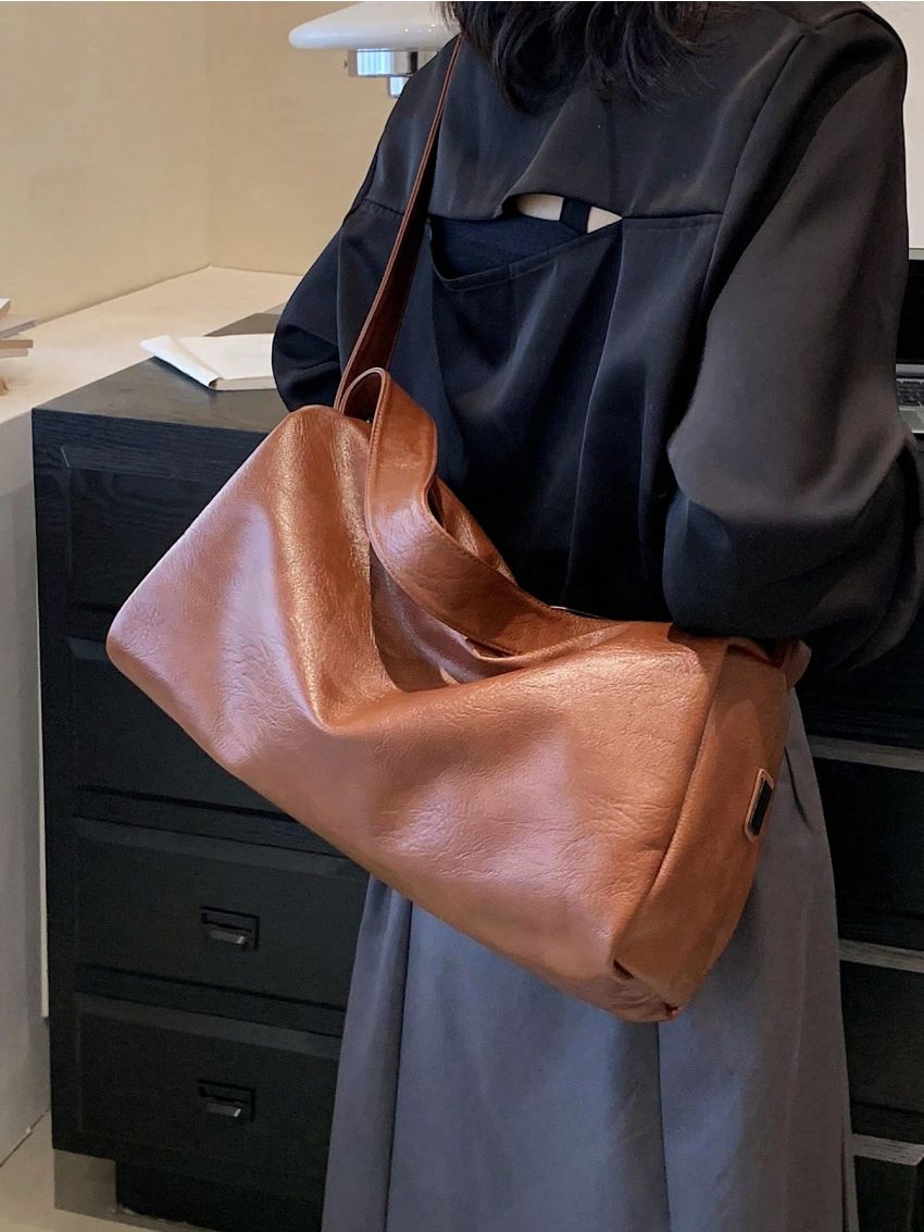 Minimalist Hobo Bag Large Capacity Sliver Zipper Funky