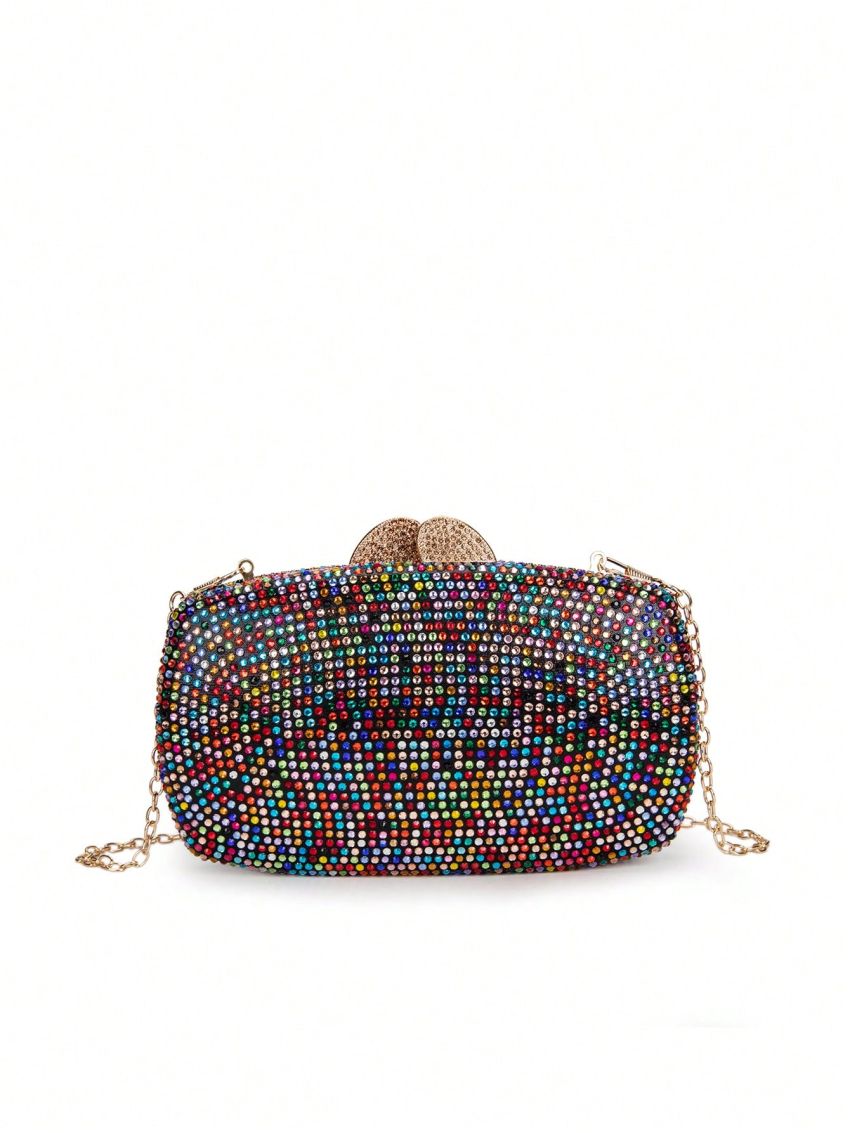 Mini Box Bag Rhinestone Decor For Party