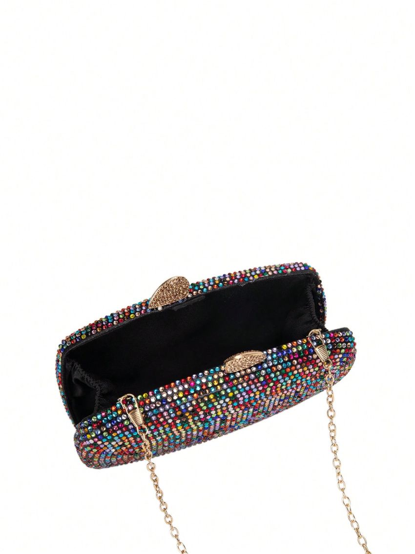 Mini Box Bag Rhinestone Decor For Party