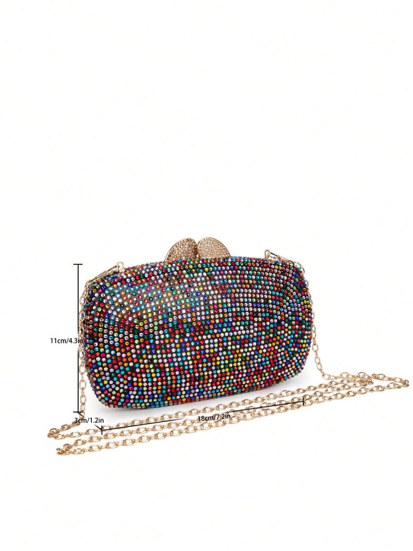 Mini Box Bag Rhinestone Decor For Party