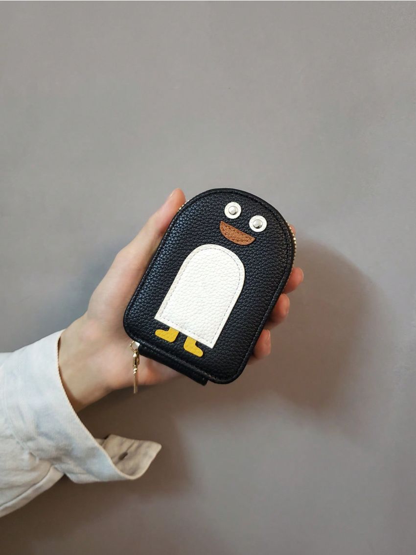 Cartoon Penguin Shaped Card Holder Zipper Around