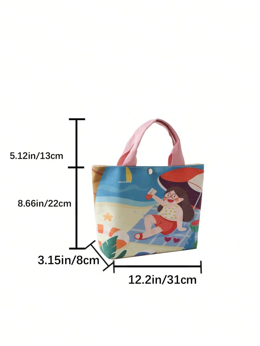 Medium Tote Bag Cartoon Figure Print Double Handle