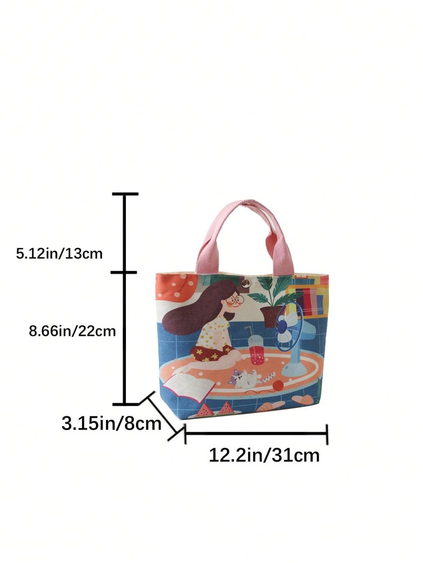 Medium Tote Bag Cartoon Figure Print Double Handle