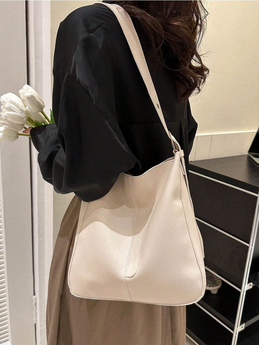 Medium Shoulder Bag Solid Color Minimalist Style