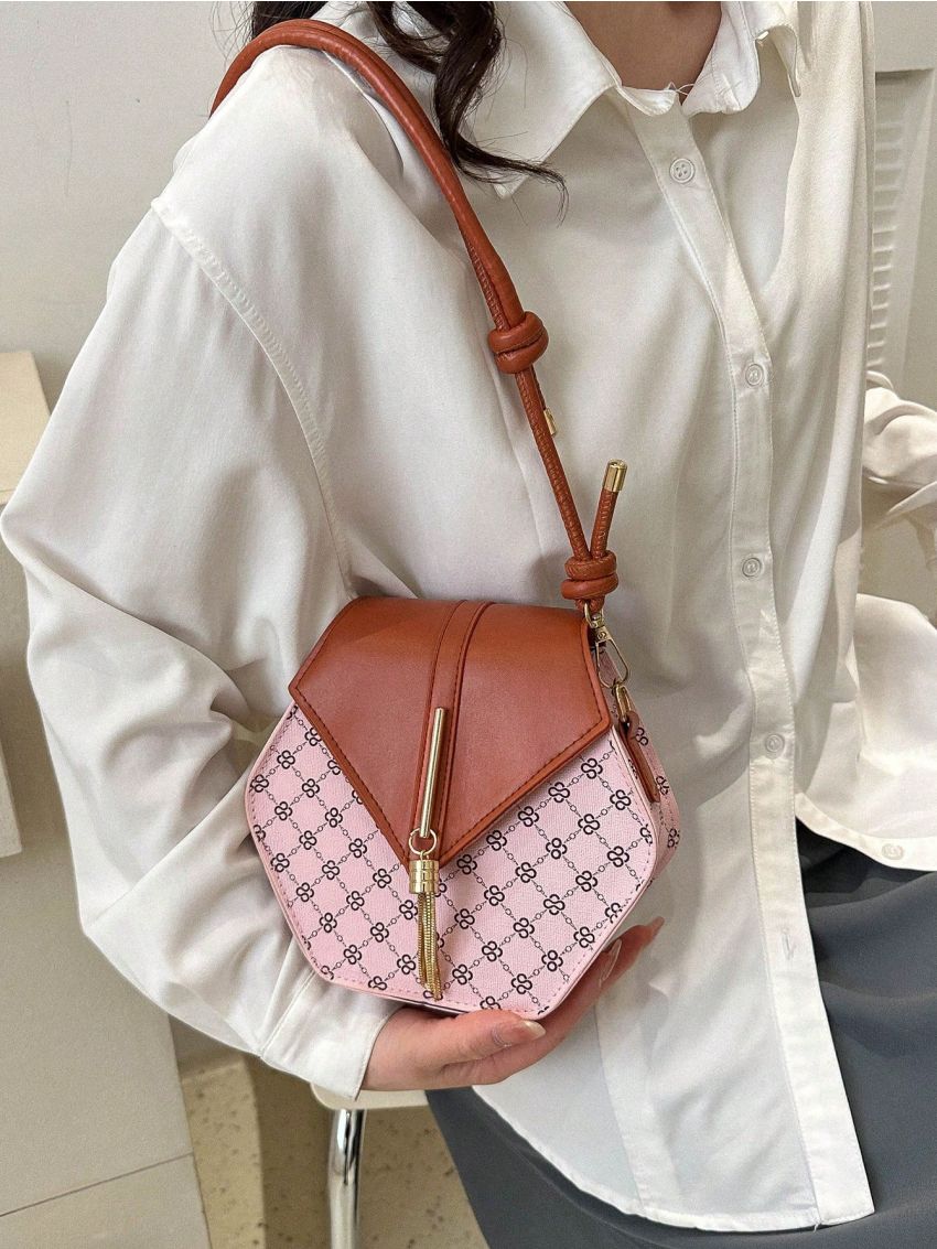 Mini Novelty Bag All Over Print Tassel Decor Flap For Daily