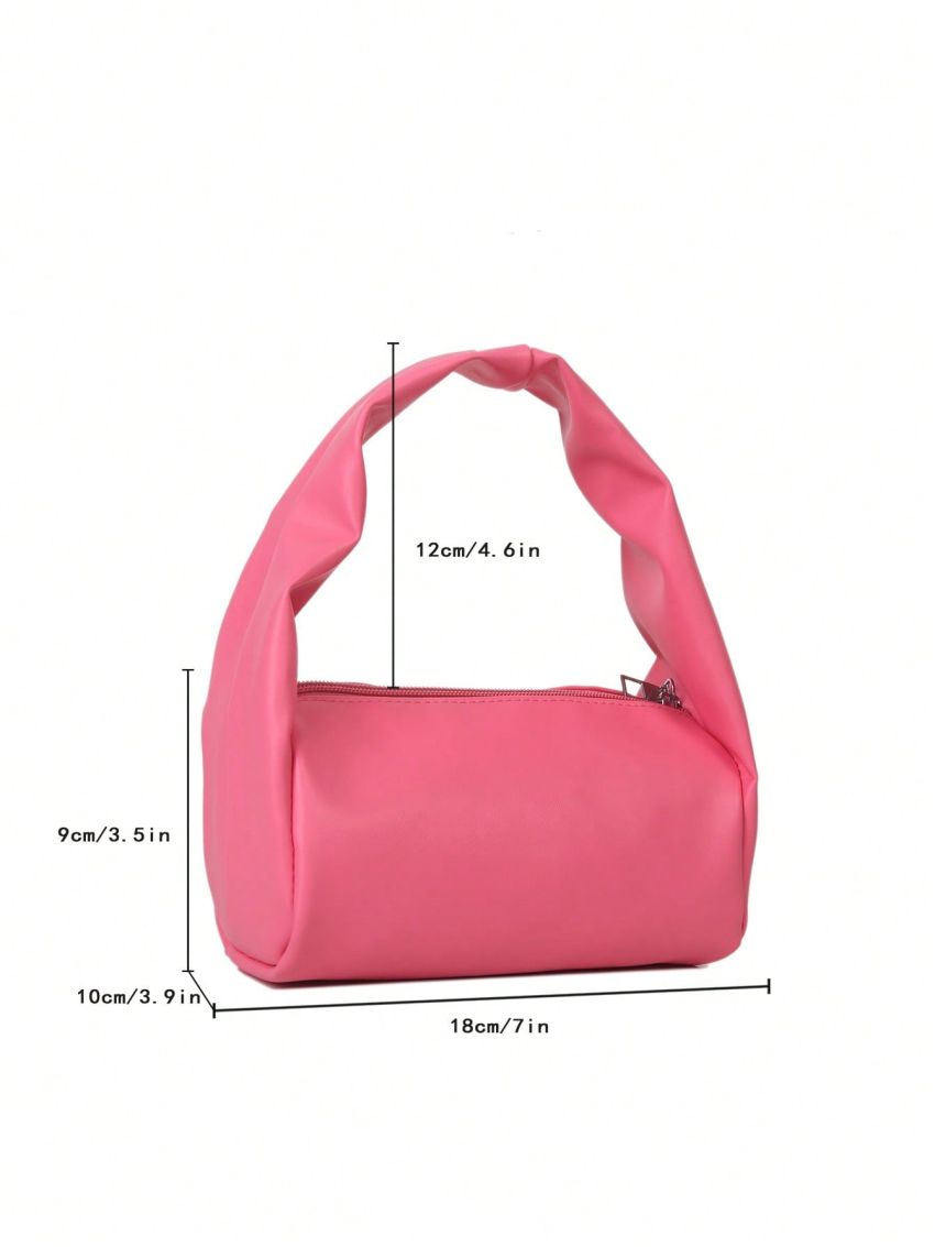 Mini Bucket Bag Pink Zipper PU