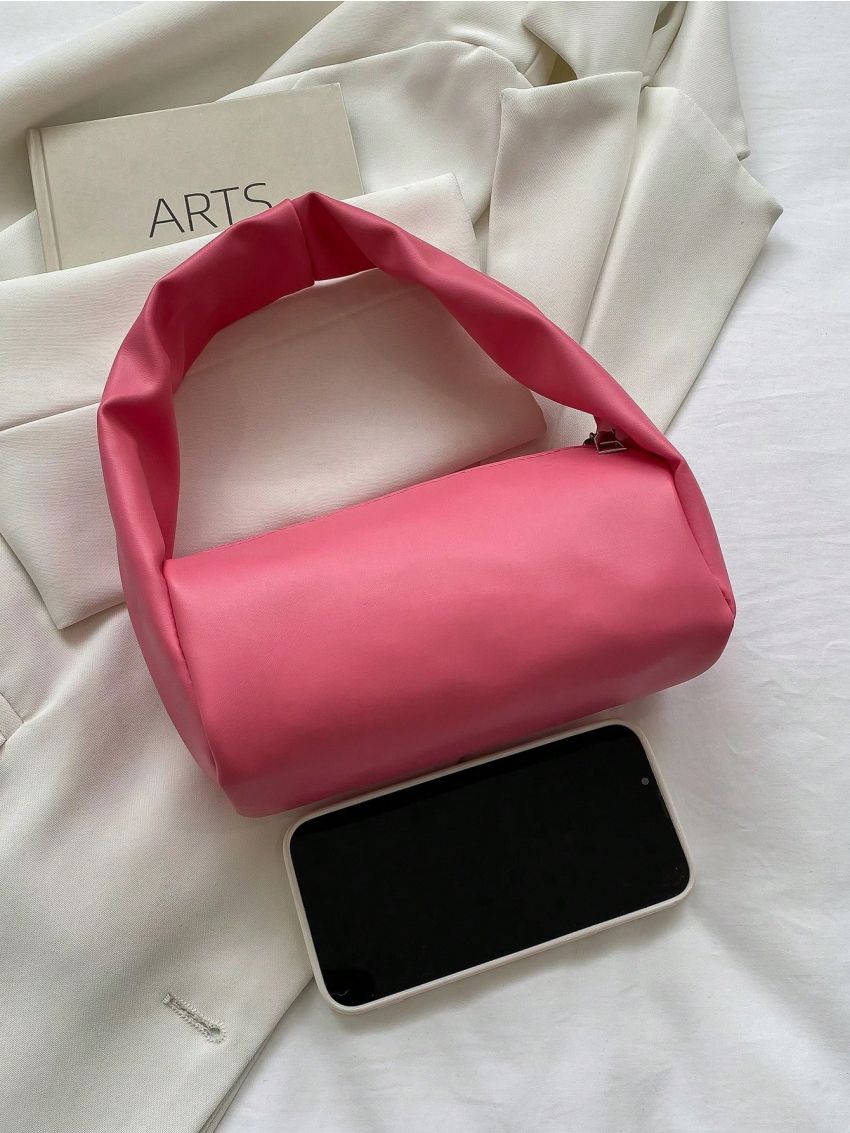 Mini Bucket Bag Pink Zipper PU