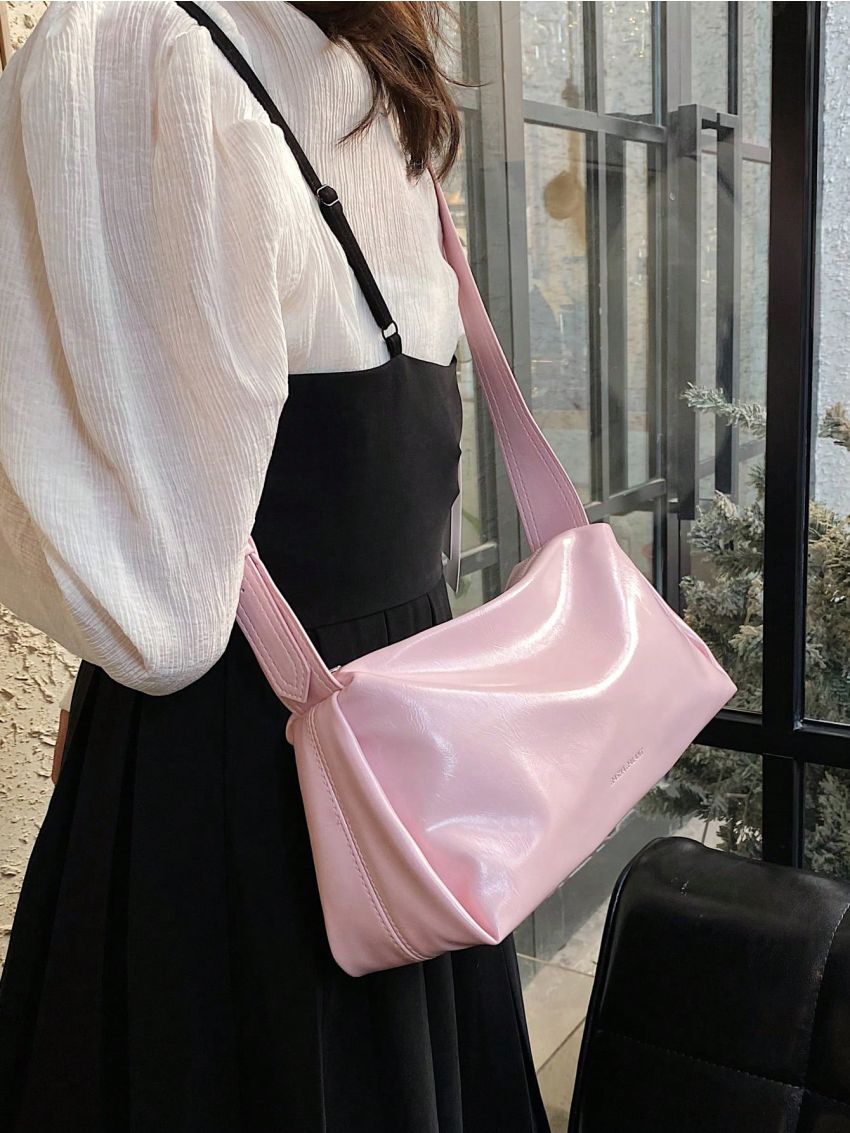 PU Hobo Bag Silver Zipper